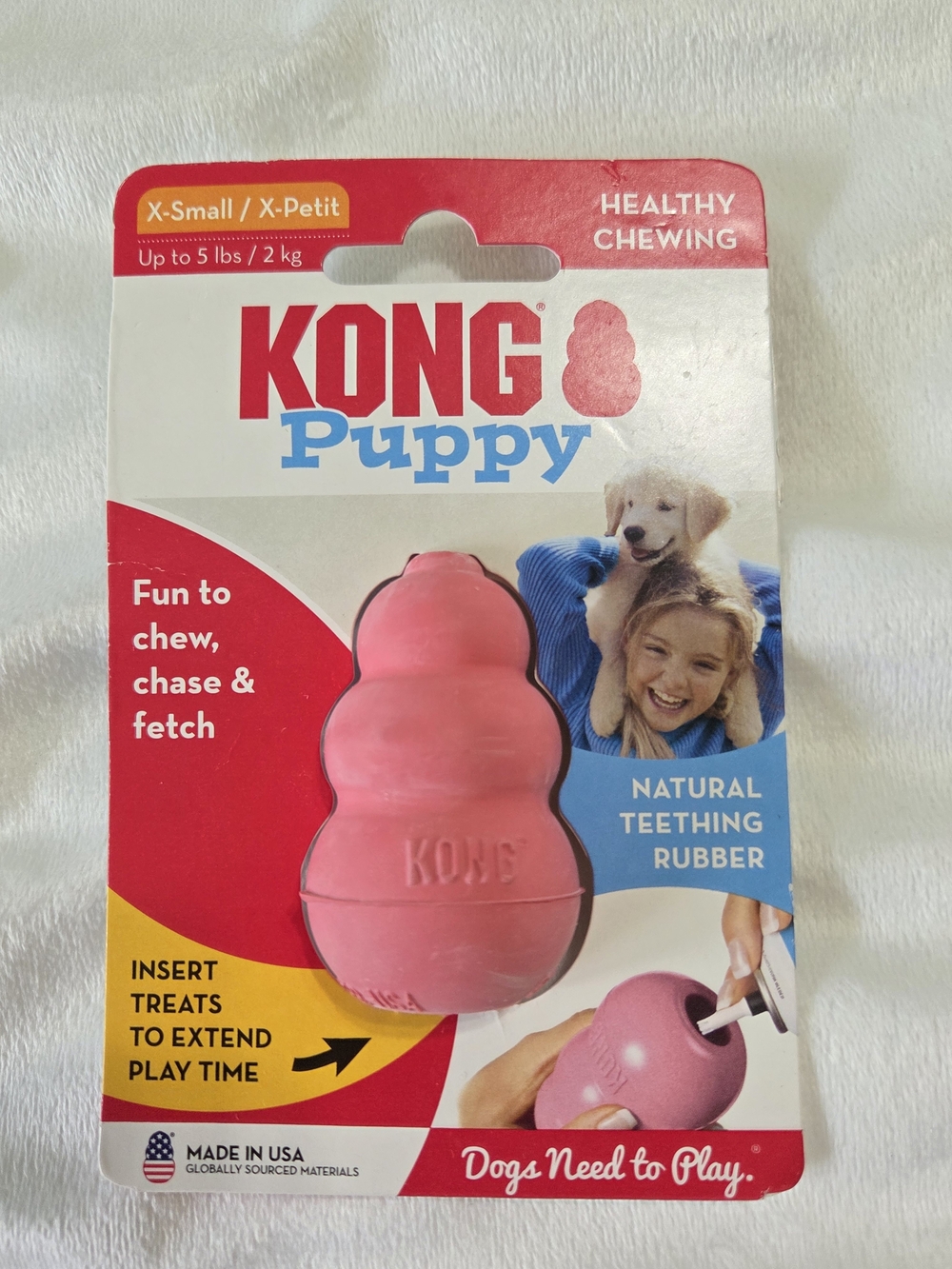 NWT XS KONG Puppy Pink Rubber Chew Toy For Dogs Up To 5 Pounds